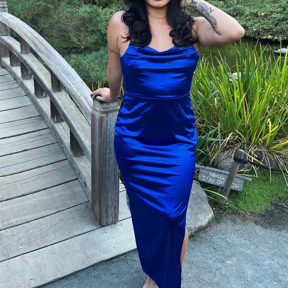 Royal blue satin dress
